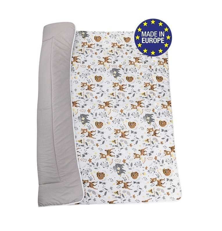 Bomimi Hrací deka 120x120cm, oboustranná - lesní zvířátka, béžová