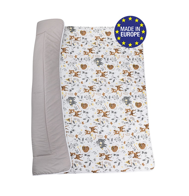 Bomimi Hrací deka 120x120cm, oboustranná - lesní zvířátka, béžová