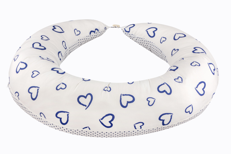 Bomimi Abra multifunkční polštář XXL, srdíčka puntíky modrá bílá