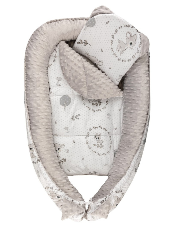 Bomimi Harmo Hnízdečko s polštářkem minky, koloušek šedá