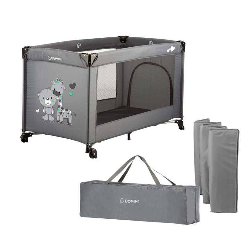 Bomimi Mondo postýlka giraffe & bear, anthracite, tm-s