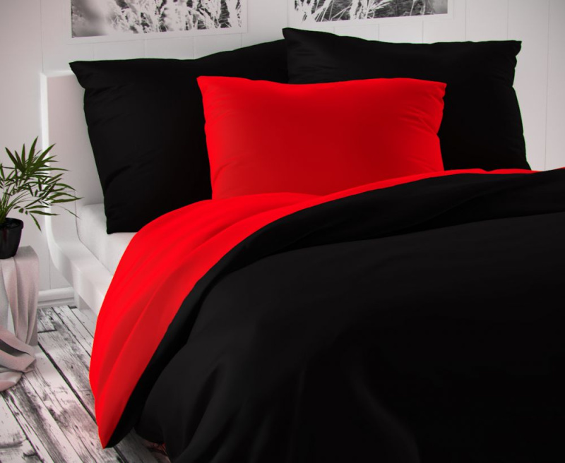 Kvalitex Saténové povlečení LUXURY COLLECTION 140x200, 70x90cm červené / černé