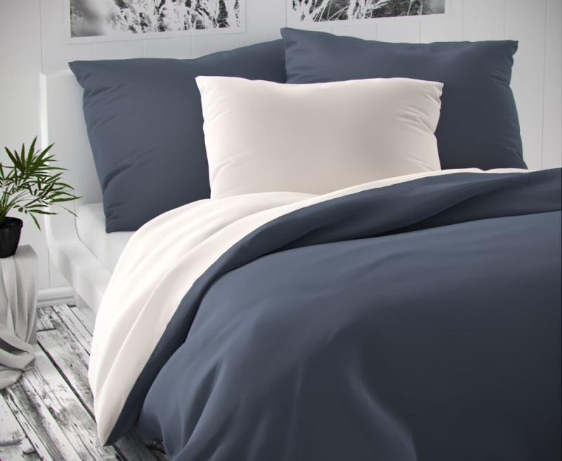 Kvalitex Saténové povlečení LUXURY COLLECTION 140x200, 70x90cm tmavě šedé / bílé