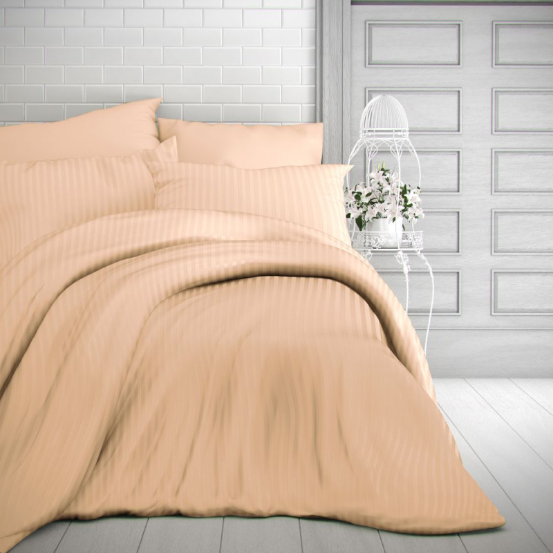 Kvalitex Hotelové povlečení atlas grádl 22mm proužek 140x200, 70x90cm meruňkové Varianta: Hotelmütze - Tasche