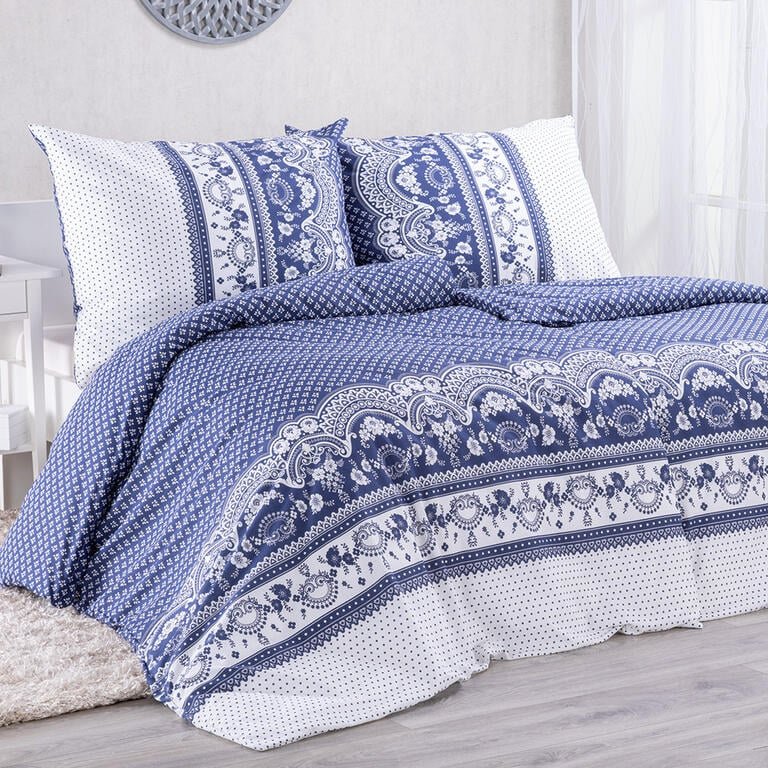 Kvalitex Klasické ložní bavlněné povlečení STANDARD 140x200, 70x90cm CANZONE modré
