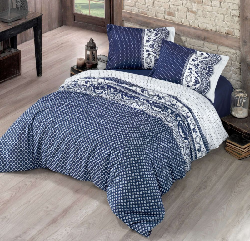 Kvalitex Klasické ložní bavlněné povlečení STANDARD 140x200, 70x90cm CANZONE modré