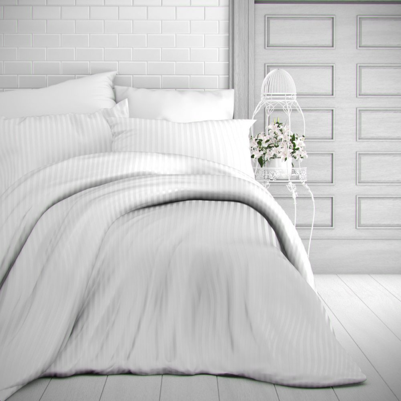 Kvalitex Hotelové povlečení atlas grádl 10mm proužek 140x200,70x90cm bílé Varianta: Hotelový uzávěr - kapsa