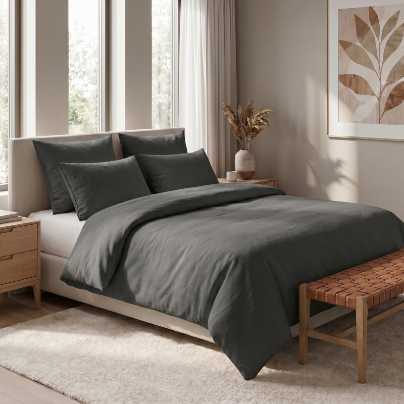 Kvalitex Bavlněné povlečení tmavě šedé Varianta: 1x 220/200, 2x 70/90cm