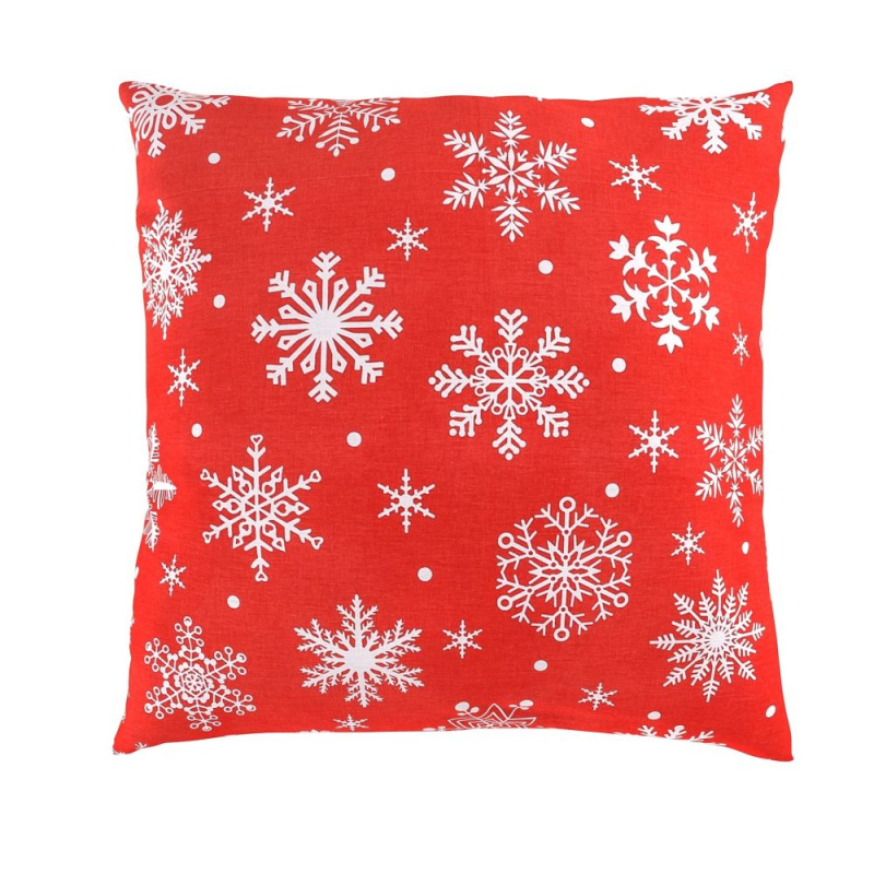 Kvalitex Vánoční povlak na polštář VLOČKY na červeném Varianta: 50x50cm