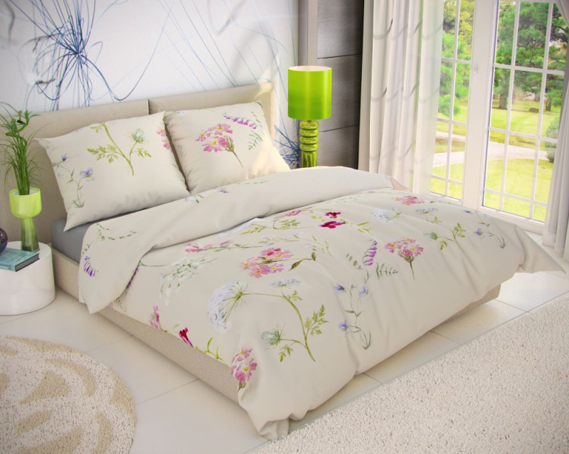 Kvalitex Klasické ložní bavlněné povlečení DELUX 140x200, 70x90cm BOTANICA smetanová