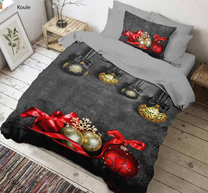 Kvalitex 3D povlečení 140x200, 70x90cm Vánoční koule