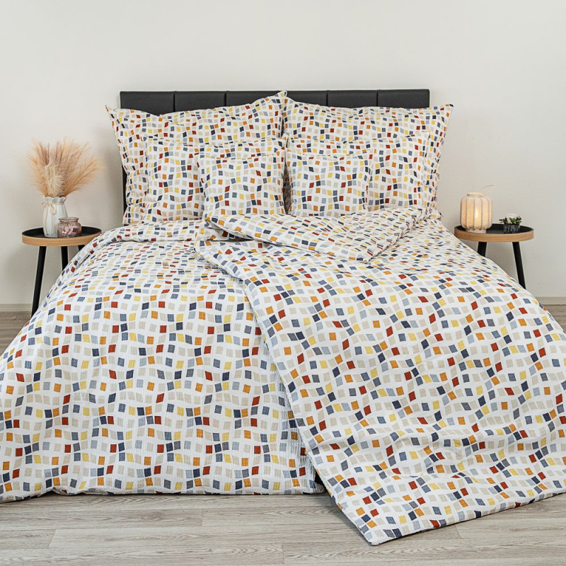 Kvalitex Prodloužené krepové povlečení 140x220, 70x90cm Mozaika