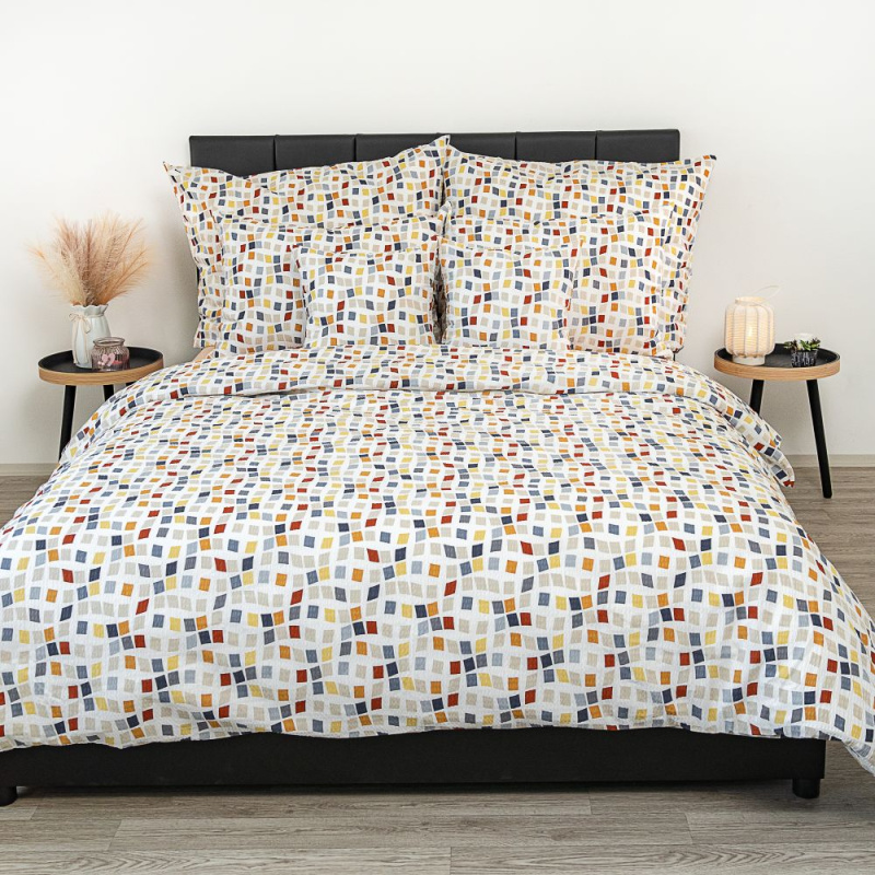 Kvalitex Francouzské prodloužené krepové povlečení 240x220, 70x90cm Mozaika