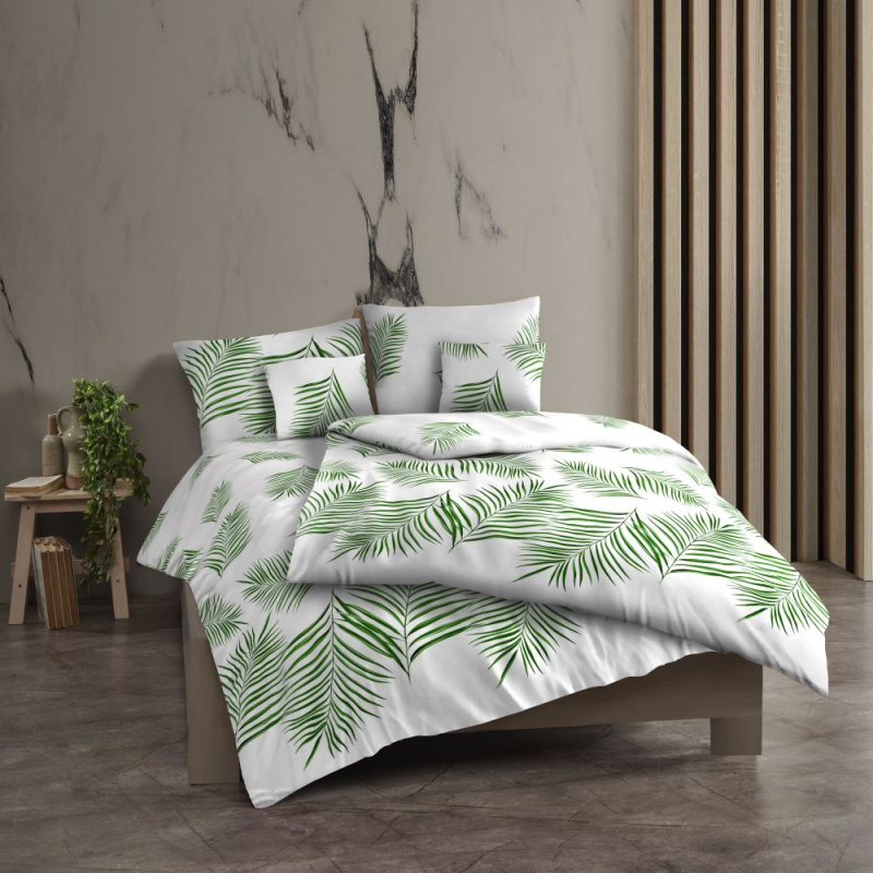Kvalitex Bavlněné povlečení renforcé 140x200, 70x90cm TROPICAL bílé