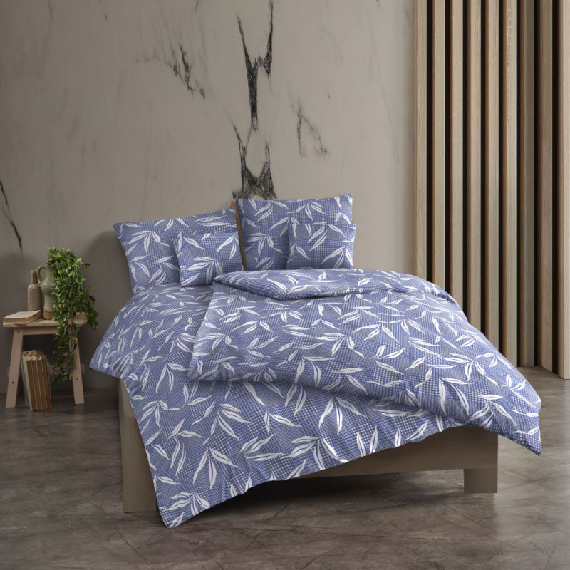 Kvalitex Francouzské bavlněné povlečení renforcé 220x200, 70x90cm OSAKA modrá