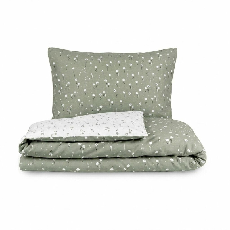 Kvalitex Bavlněné povlečení renforcé Kvítky zelené Varianta: 1x 140/220, 1x 70/90cm