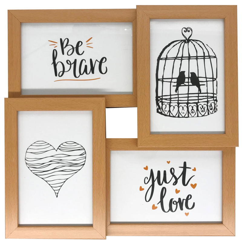 Bondecor Multirám pro 4 fotky, hnědý, 28 x 28 cm