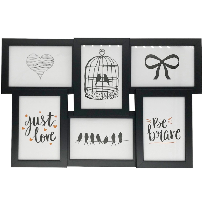 Bondecor Multirám pro 6 fotek, černý, 45 x 28 cm