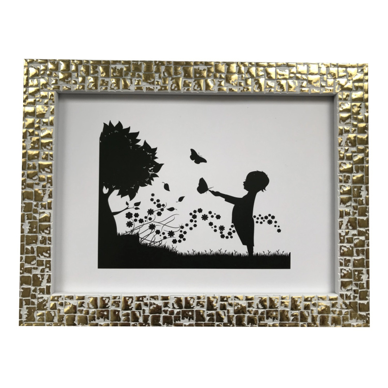 Bondecor Fotorámeček plastový strukturovaný, lišta 19/13 mm, zlatý, 40 x 50 cm