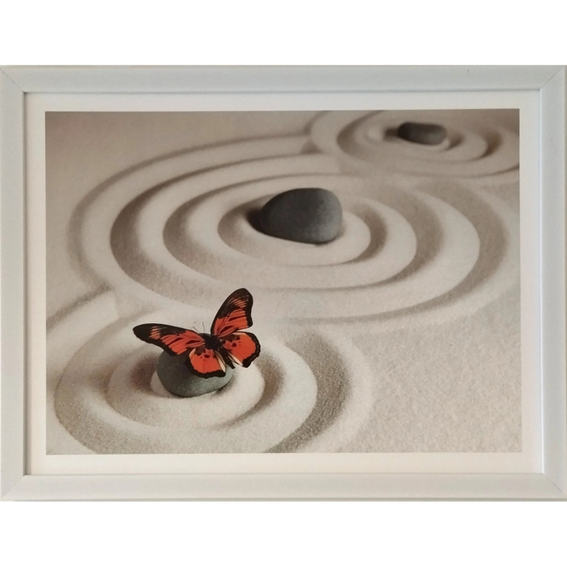 Bondecor Obraz v plastovém rámu DMB Motýl zen 32,5 x 42,5 cm