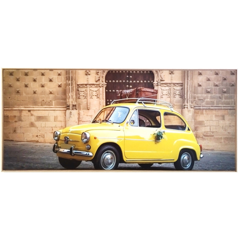 Bondecor Obraz, MDF rám, SHADOW Car yellow 59 x 134 cm