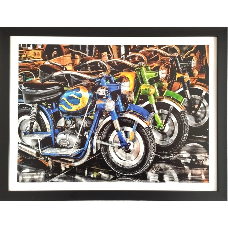Bondecor Obraz v plastovém rámu DMB Motorky 32,5 x 42,5 cm