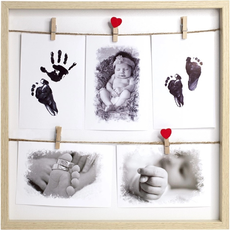 Bondecor Fotorámeček 5 plastový, světlé dřevo 34 x 34 cm