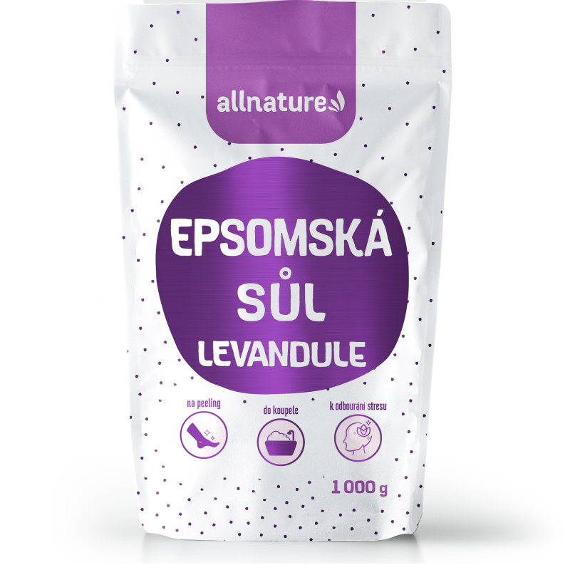 Allnature Epsomská sůl Levandule, 1000 g