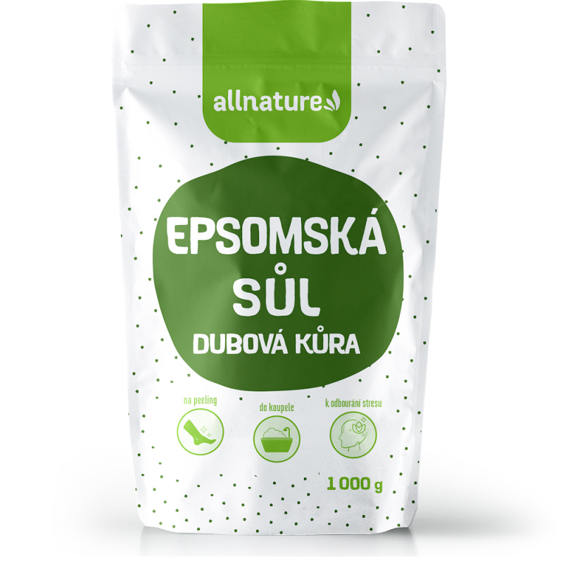 Allnature Epsomská sůl Dubová kůra sůl do koupele 1000 g