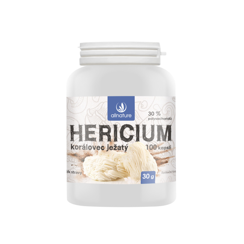 Allnature Hericium Korálovec ježatý kapsle, 100 kapslí