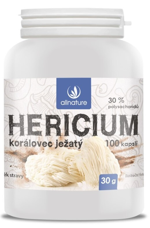 Allnature Hericium Korálovec ježatý kapsle, 100 kapslí