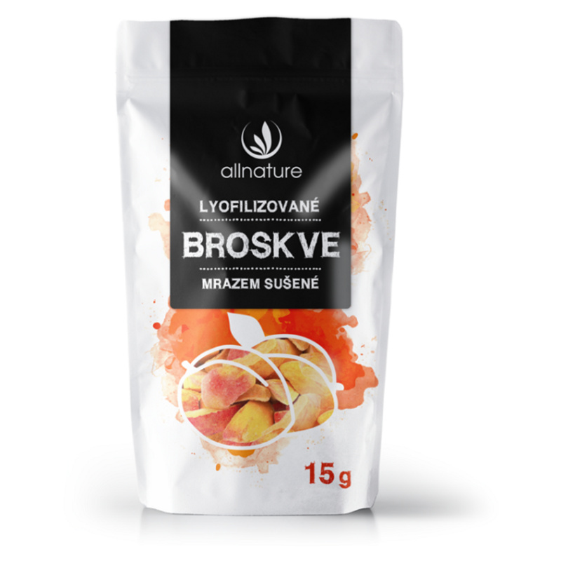 Allnature Broskev sušená mrazem plátky, 15 g