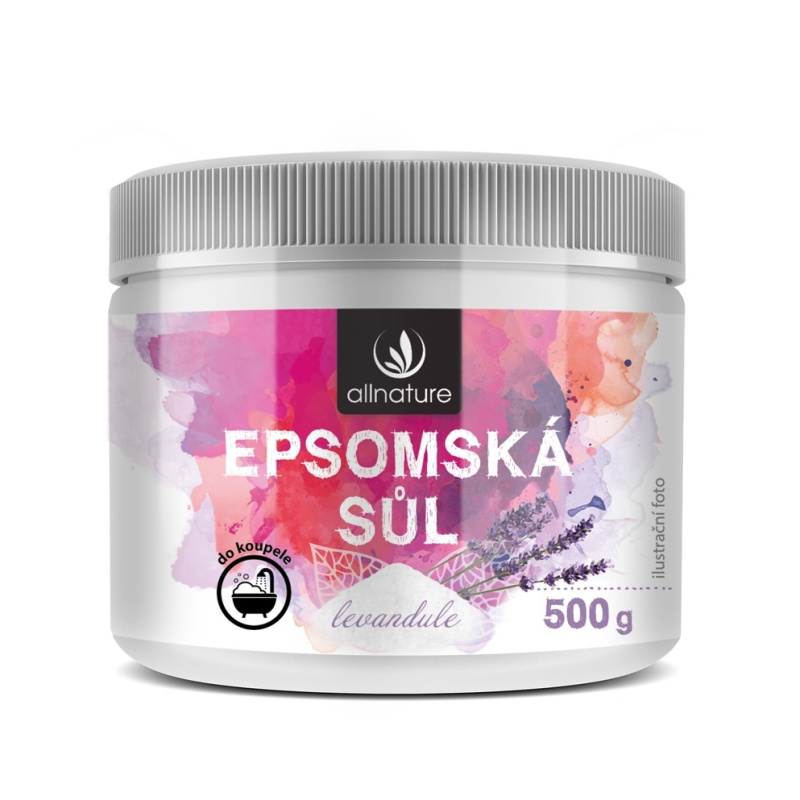 Allnature Epsomská sůl Levandule sůl do koupele 500 g