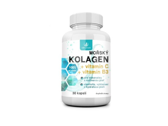 Allnature Mořský kolagen + vit. C + vit B3, 30 kapslí