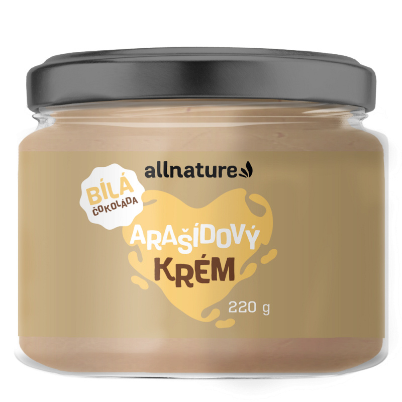 Allnature Arašídový krém s bílou čokoládou, 220 g