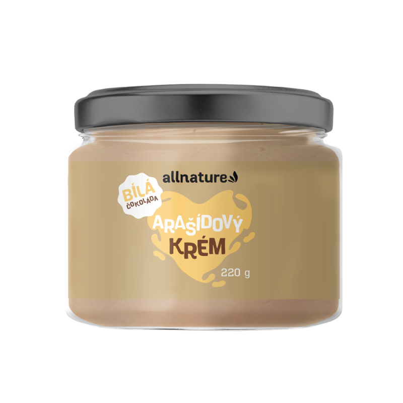 Allnature Arašídový krém s bílou čokoládou, 220 g