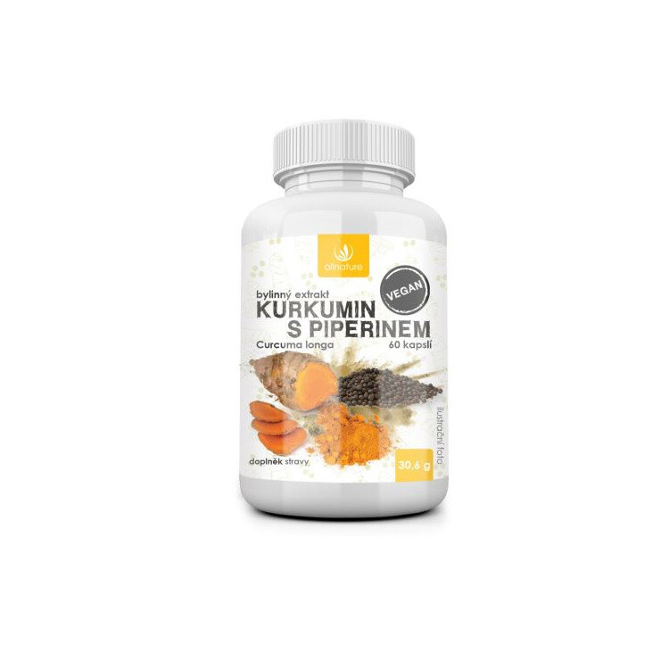 ALLNATURE Kurkumin s piperinem bylinný extrakt 60 kapslí