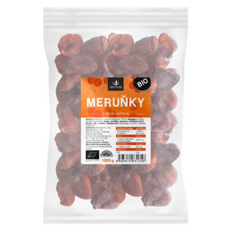ALLNATURE Meruňky sušené nesířené 1000 g BIO