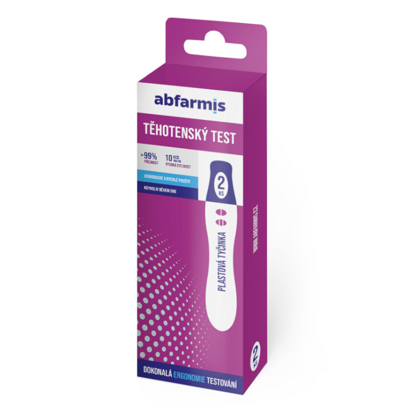 ABFARMIS Těhotenský test, testovací tyčinky10 mIU/ml 2 ks