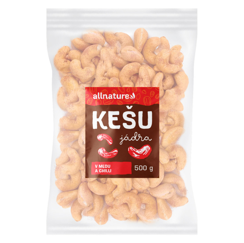 Allnature Kešu v medu a chilli, 500 g