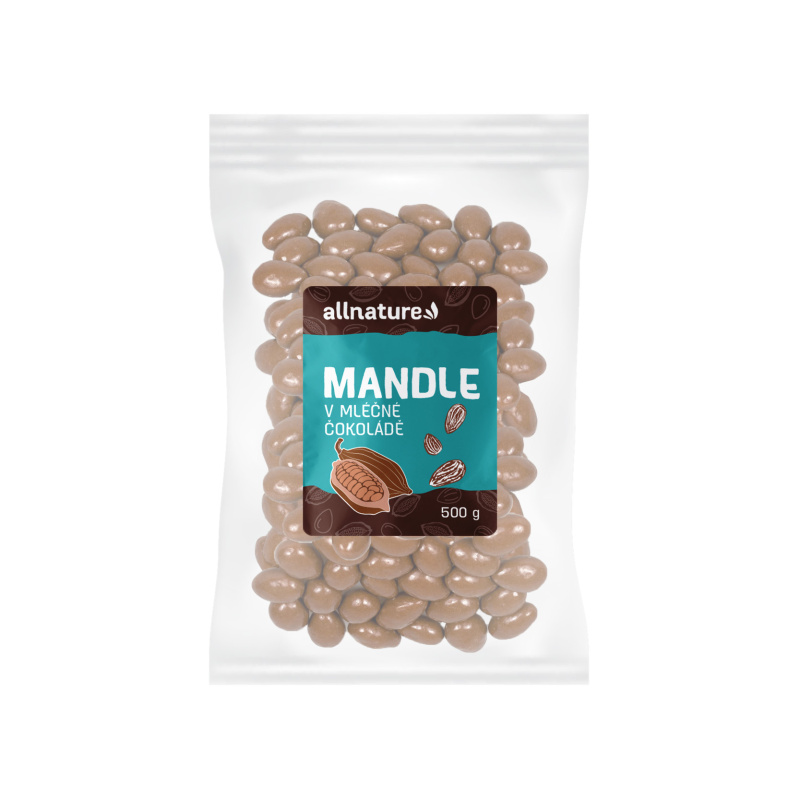 Allnature Mandle v mléčné čokoládě, 500 g