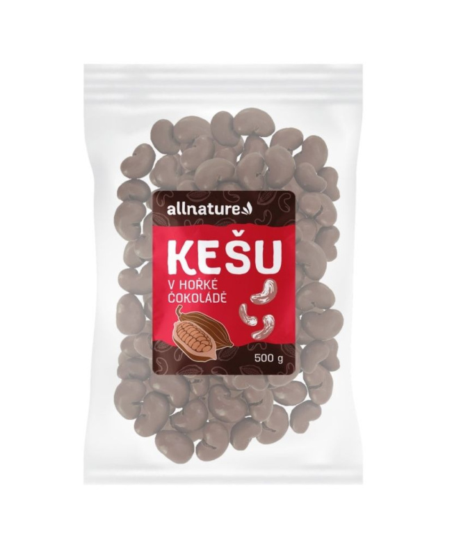 ALLNATURE Kešu v hořké čokoládě 500 g