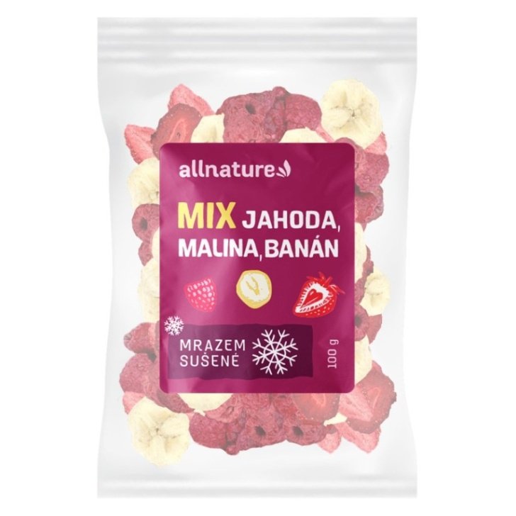 Allnature Mix lyofilizovaného ovoce - jahoda, malina, banán, 100 g