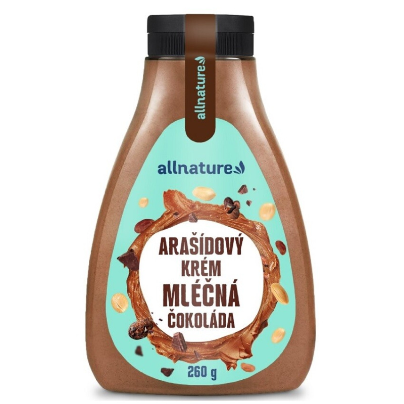Allnature Arašídový krém s mléčnou čokoládou, 260 g