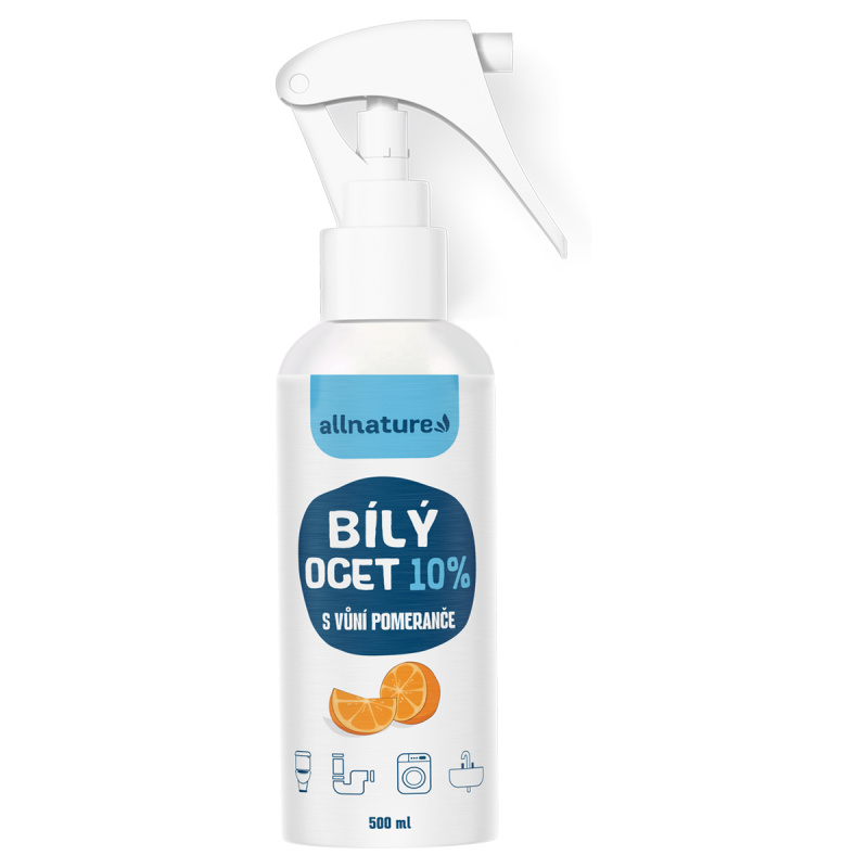 Allnature Bílý ocet sprej 10 % s vůní pomeranče, 500 ml