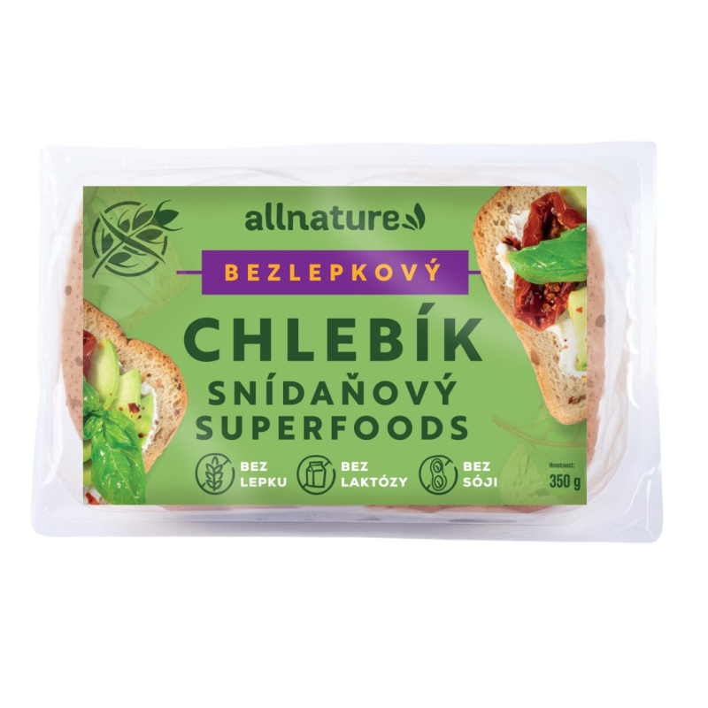 ALLNATURE Bezlepkový chlebík snídaňový superfoods 350 g