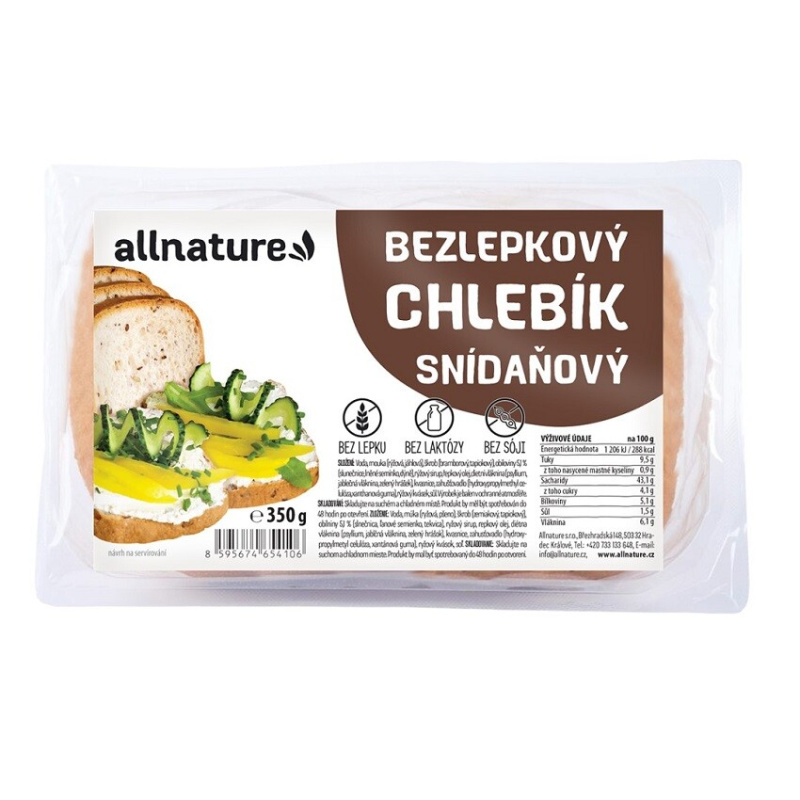ALLNATURE Bezlepkový chlebík snídaňový superfoods 350 g