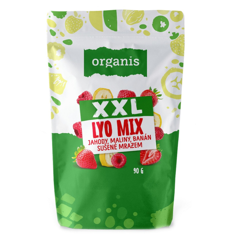 ORGANIS Sušené jahody, maliny a banán XXL 90 g