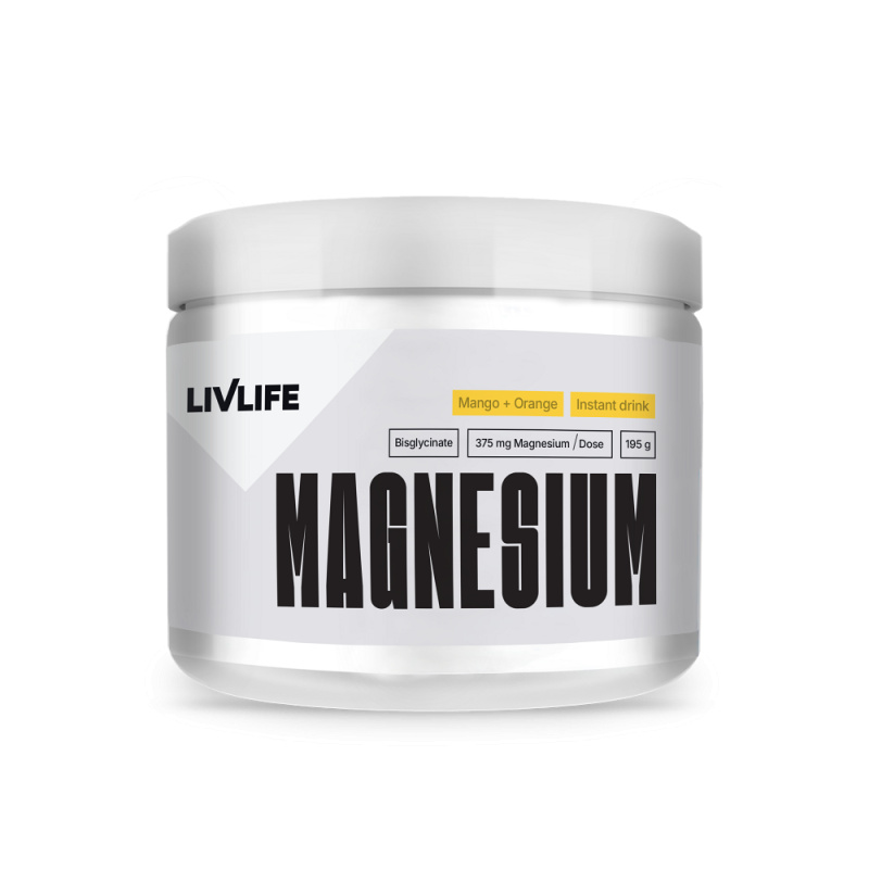 LIVLIFE Magnesium bysglicinate 12% drink mango + pomeranč 195 g