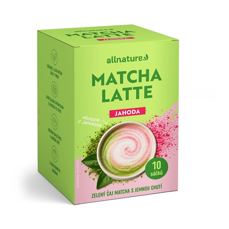 Allnature Matcha latte jahoda 10x20g